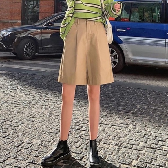 🍂 ZARA TAN FAUX LEATHER HIGH WAIST BERMUDA SHORTS! - Picture 8 of 16